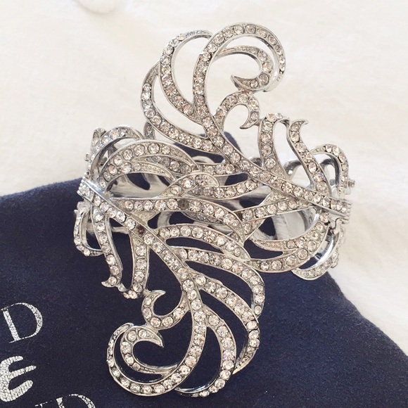 Silver Rhinestone Feather Cuff - Picture 2 of 7